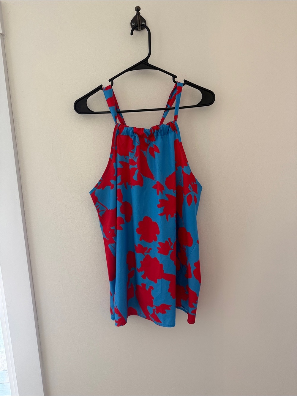 Blue & Red Floral Halter Tank Top